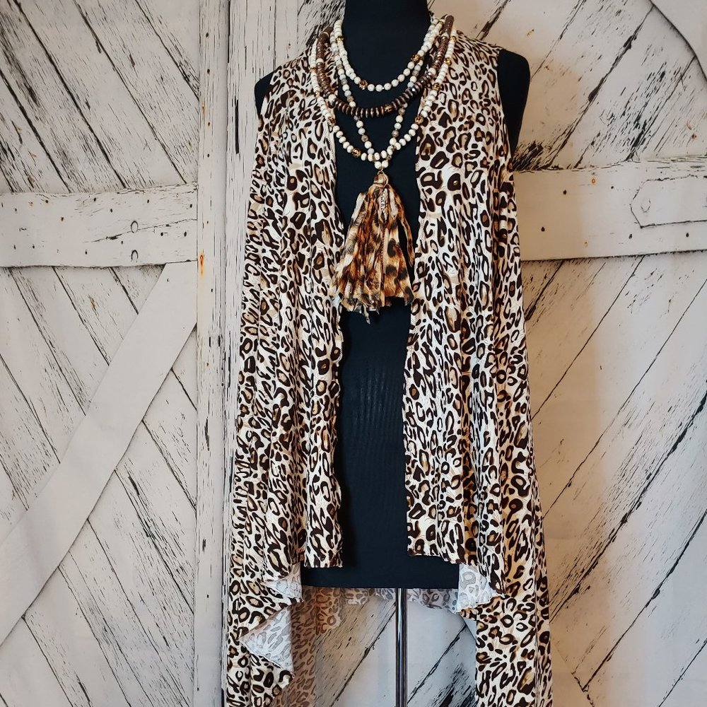 Leopard Cheetah Kimono Duster Hi Lo One Size Fits ALL!!